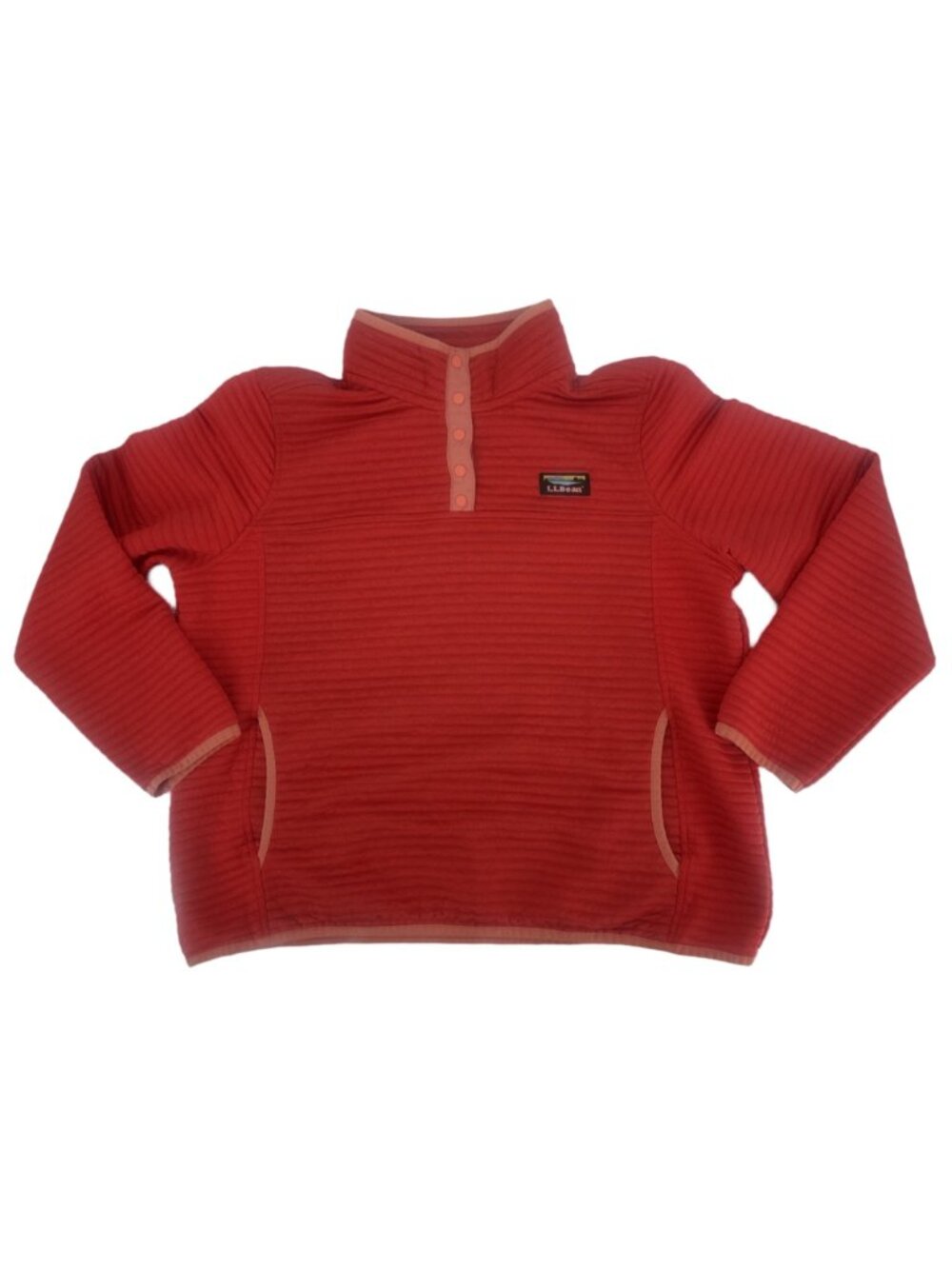 LL Bean Pullover XL Petite Coral Pink Airlight Fleece Mock Neck Outdoor Gorpcore - Picture 3 of 7